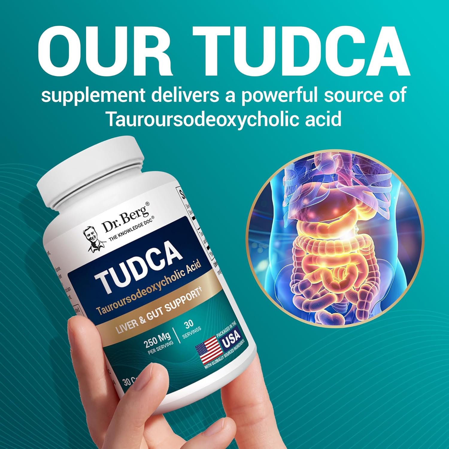 Dr. Berg TUDCA Tauroursodeoxycholic Acid Liver Health Bile Flow Gallbladder Digestive Health 30 Caps - Görsel 3