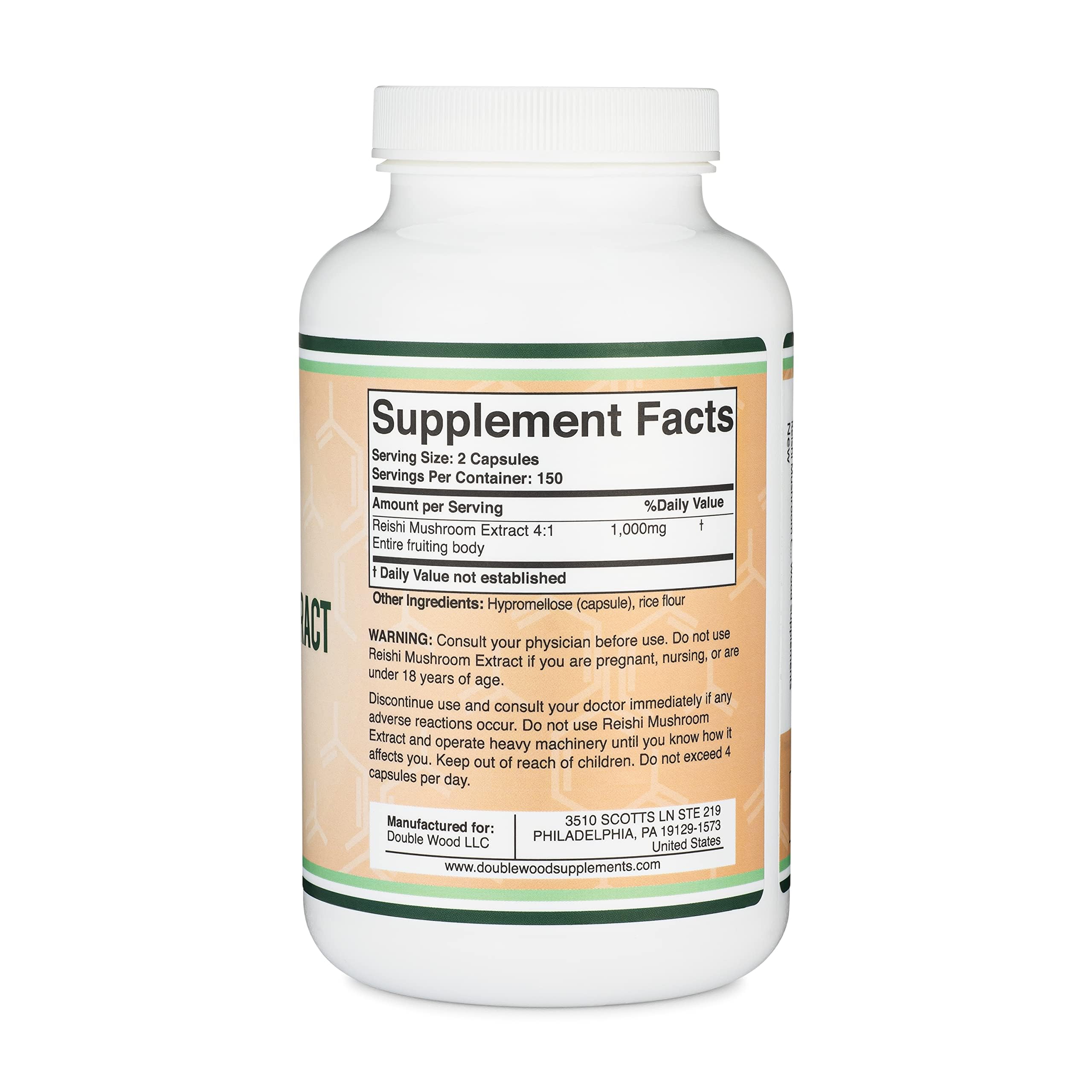 DOUBLE WOOD Reishi Mushroom Extract Mantar özü takviyesi 1000 Mg 300 Caps - Görsel 2