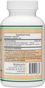 Double Wood BacoMind  210 Vegan Capsules, Promotes Learning and Memory, Reduces Anxiety - Görsel 2