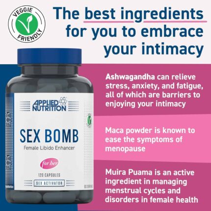 Applied Nutrition Sex Bomb for Her - Libido Booster for Women Female Libido Ashwagandha and Maca Powder 120 Capsules Bayanlara Özel