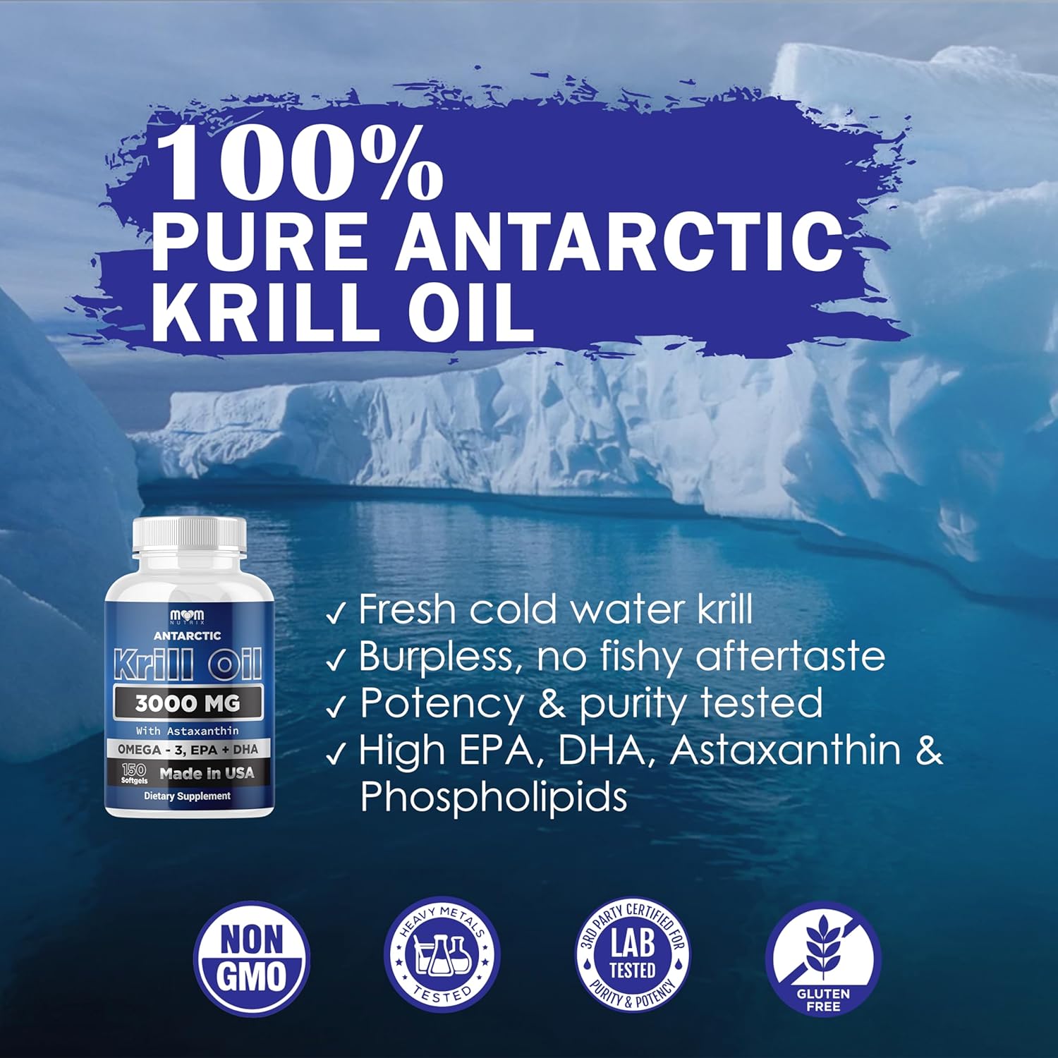 Dr. JOEL’S MOM NUTRIX Antarctic Krill Oil EPA DHA Astaxanthin & Phospholipid 150 Softgels