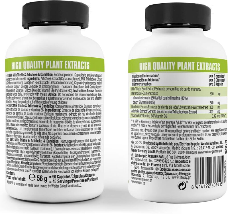 Weider LPC Liver Milk thistle(Deve dikeni)+Artichoke(Enginar) Dandelion Protector Cleanse - 90 caps - Görsel 4