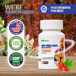 inGreens Red Vine Leaf Extract 1700mg & Horse Chestnut Extract Supports Vein Skin Health 60 Caps - Görsel 3