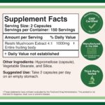 DOUBLE WOOD Reishi Mushroom Extract Mantar özü takviyesi 1000 Mg 300 Caps - Görsel 3