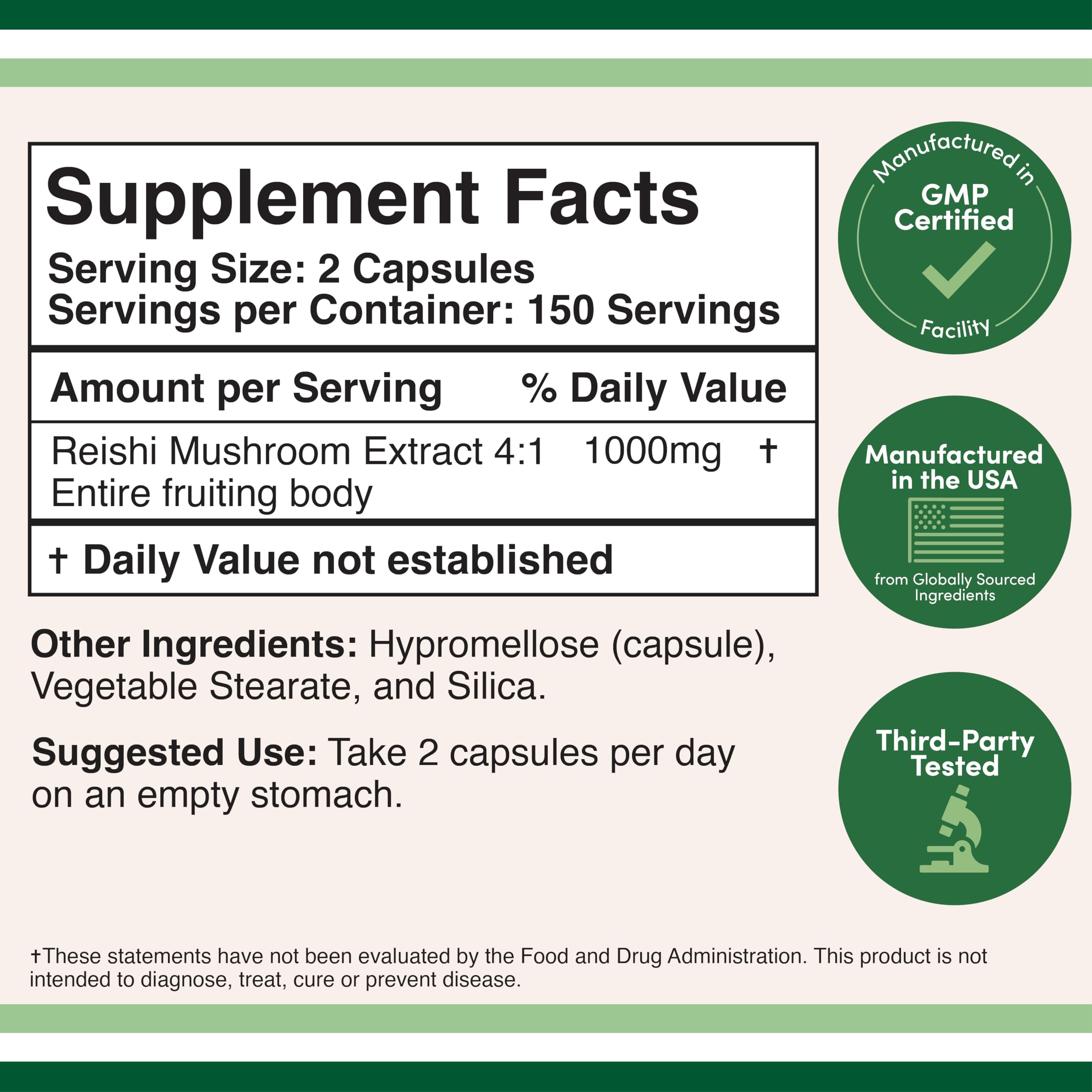 DOUBLE WOOD Reishi Mushroom Extract Mantar özü takviyesi 1000 Mg 300 Caps - Görsel 3