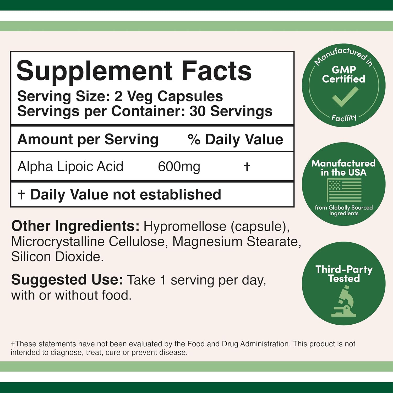 Double Wood Alpha Lipoic Potent Antioxidant for Neuropathy and Cardiovascular Health 600 Mg 60 Caps - Görsel 2