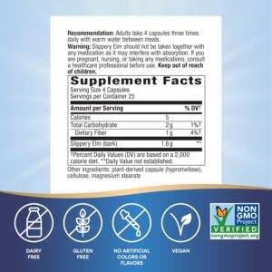 Nature's Way Slippery Elm Bark Traditional Support to Soothe the 100 Caps - Görsel 3