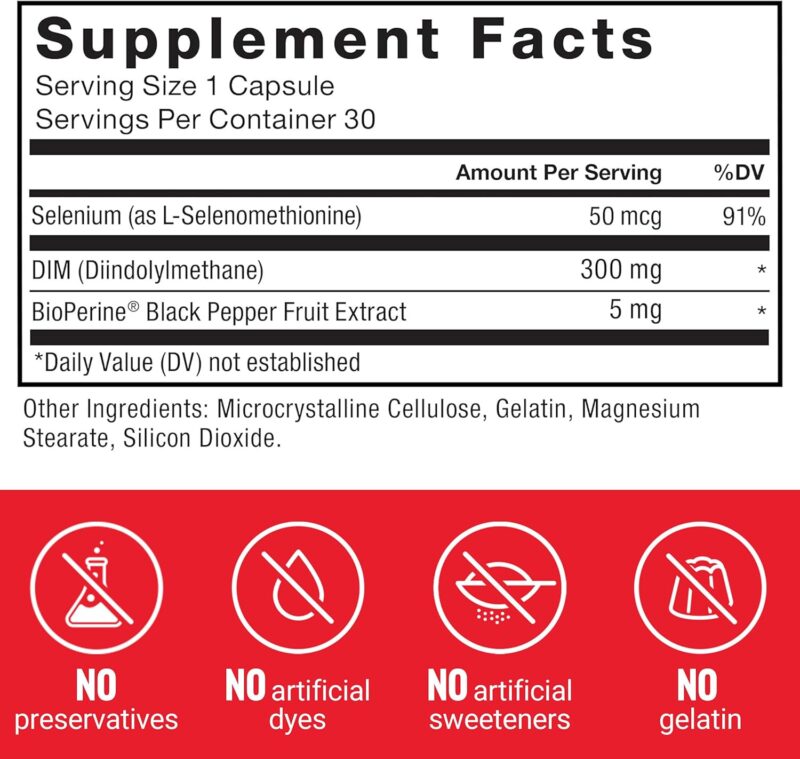 Force Factor, Fundamentals DIM+Selenium Diindolylmethane Estrogen in Men 30 Vegetable Capsules - Görsel 3
