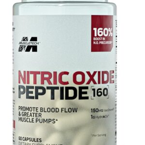 MuscleTech Nitric Oxide Peptide Citrulline 160 Pumps Recovery Energy Boost with HydroNOx & VasoDrive - 60 Caps