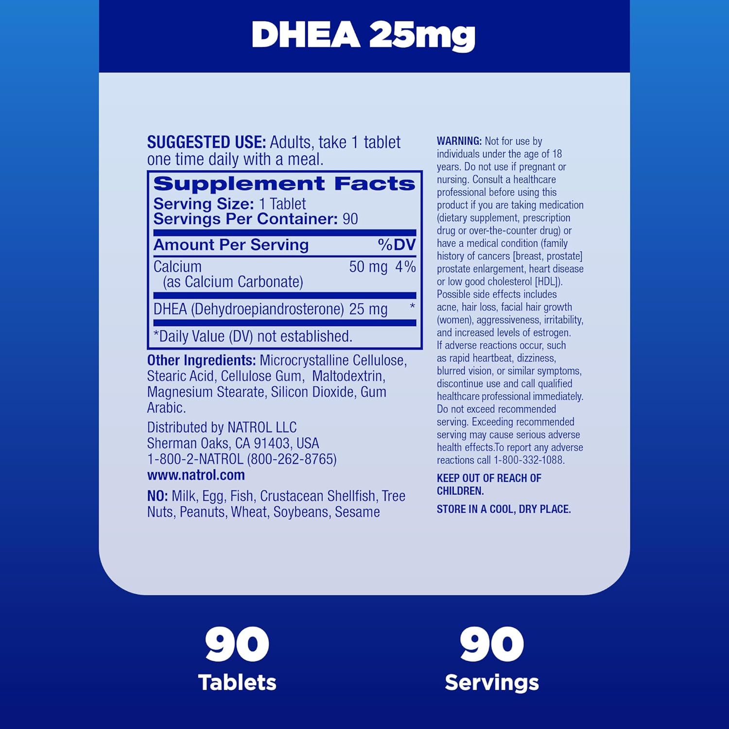 Natrol DHEA 25 mg + Calcium 90 Tablet