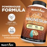 Nutrivein Magtein Magnesium L-Threonate Glycinate Taurate Brain Sleep Mood Recovery 2207 mg 90 Caps - Görsel 3