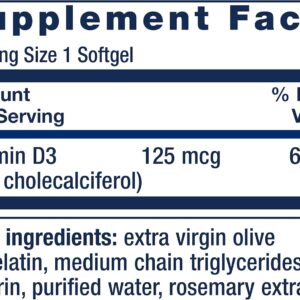 Life Extension Vitamin D3 5000 IU Bone Health Brain Immune System Support 60