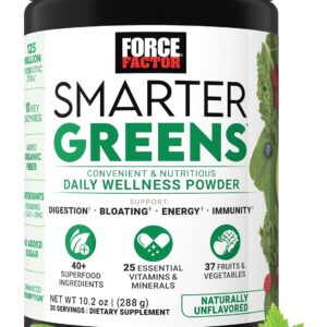 Force Factor Smarter Greens Detox Daily Gut Health Digestion 125 Million CFUs of Probiotics