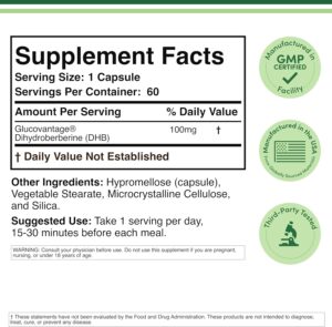 Double Wood Dihydroberberine Patented GlucoVantage Berberine 100mg 60 Caps - Görsel 2
