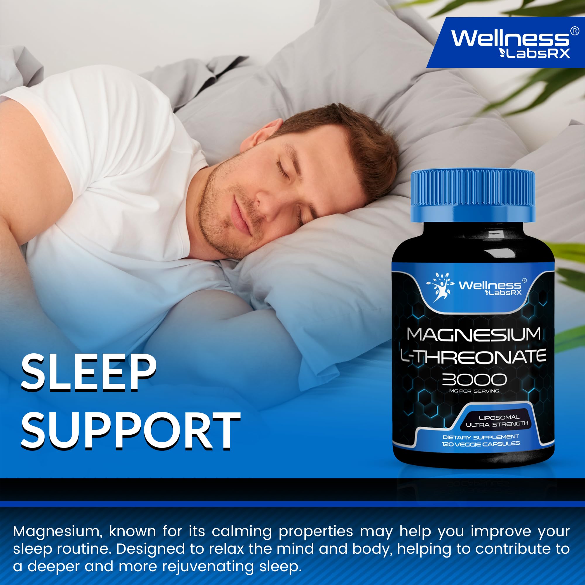 Wellness Labs Liposomal Magnesium L-Threonate Sleep 3000mg – 120 Capsules
