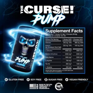 JNX SPORTS The Curse Pump Stim-Free PreWorkout Caffeine Free Nitric Oxide Booster Blue Raspberry, 40 Servings - Görsel 2