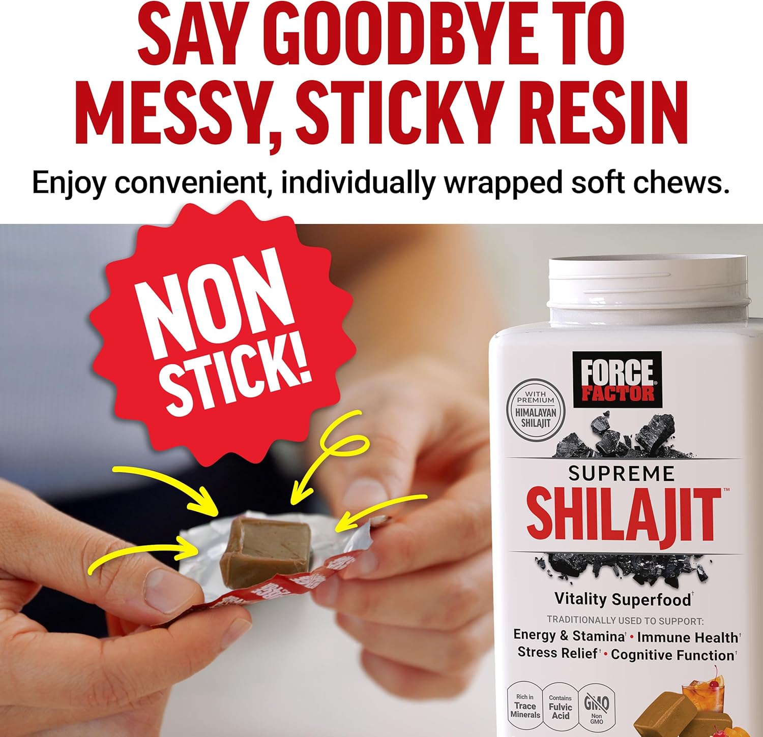 Force Factor Supreme Shilajit, Premium Himalayan Shilajit Trace Mineral Immune Health 60 Chews - Görsel 2