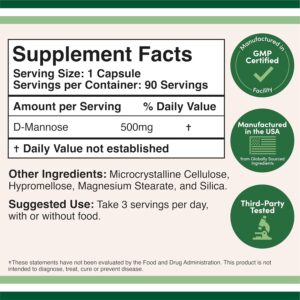 Double Wood D Mannose 500mg - 99.9% Purity Tested for Urinary Tract 90 Caps - Görsel 2