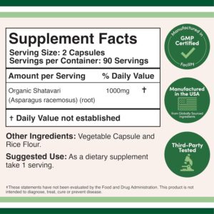 Double Wood Organic Shatavari Asparagus Caps 1,000mg 180 Caps Hormone Balance and Prolactin - Görsel 4