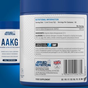 Applied Nutrition AAKG – L Arginine Alpha Ketoglutarate 3000mg Nitric Oxide Energy Boost Muscle Pump