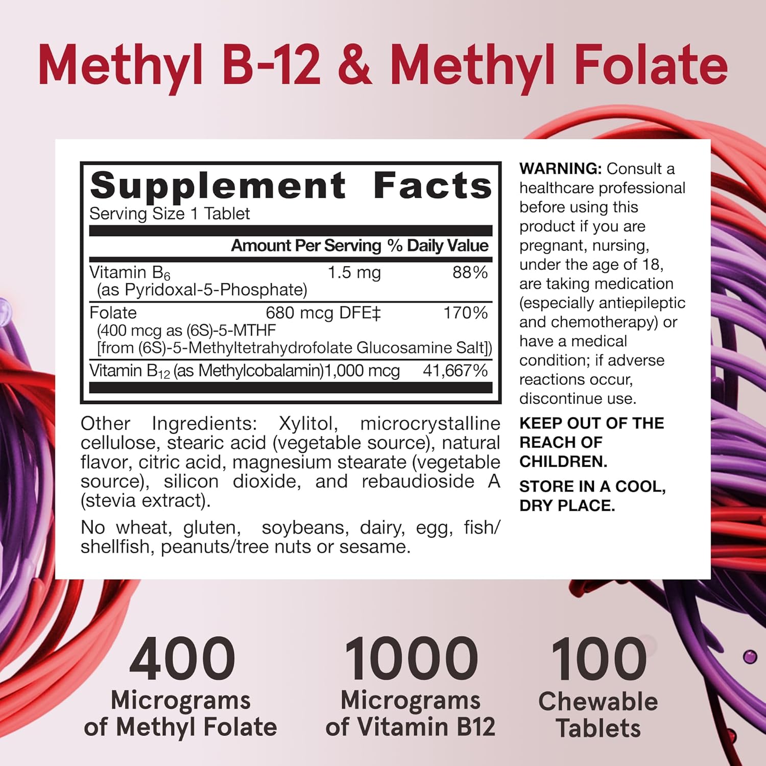 Jarrow Formulas Methyl B-12 1000 Mcg and Methyl Folate 400 Mcg