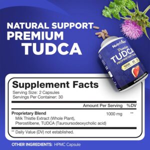 Nutrivein TUDCA+Milk Thistle Liver Wellness Support Supplement 1000 MG - 60 Caps - Görsel 3