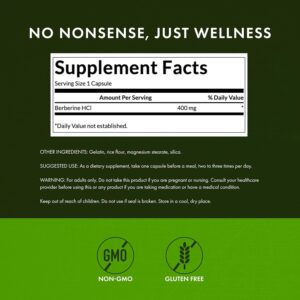 Swanson Berberine – Standardized 97% Berberine HCl Blood sugar – 400mg Each – 60 Caps