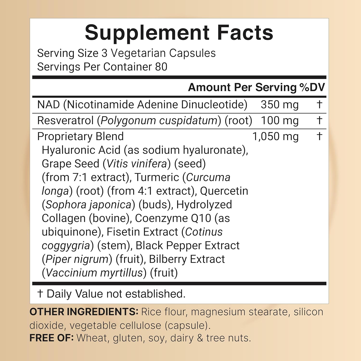 NatureBell NAD+ 11-in-1 Complex 1,500 mg NMN Alternative Resveratrol CoQ10 Hyaluronic Acid, Fisetin 240 Veggie Caps - Görsel 3