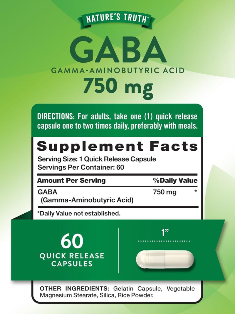 Nature's Truth Gaba 750 mg 60 caps - Görsel 5