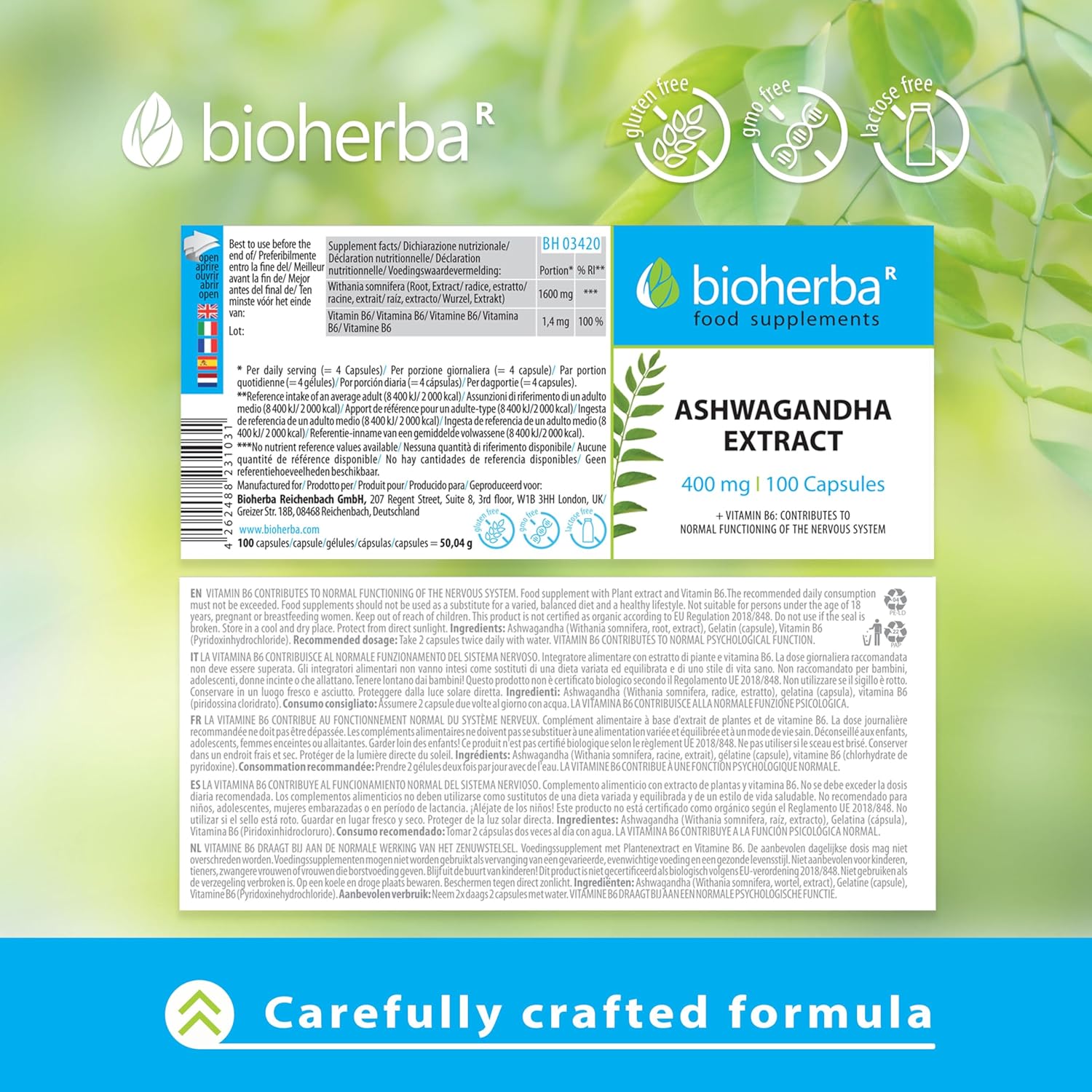 Bioherba Ashwagandha 400 mg – 100 Capsules High-Strength Root Extract for Daily Support – 1600 mg Daily Serving - Görsel 3