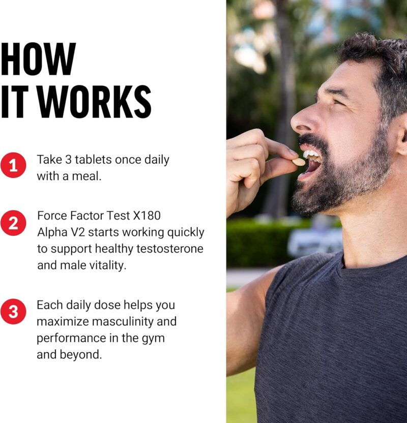 Force Factor Test X180 Alpha v2 L-Citrulline Black Maca Horny Goat Longjack Tongkat Ali - 120 Tablet - Görsel 5