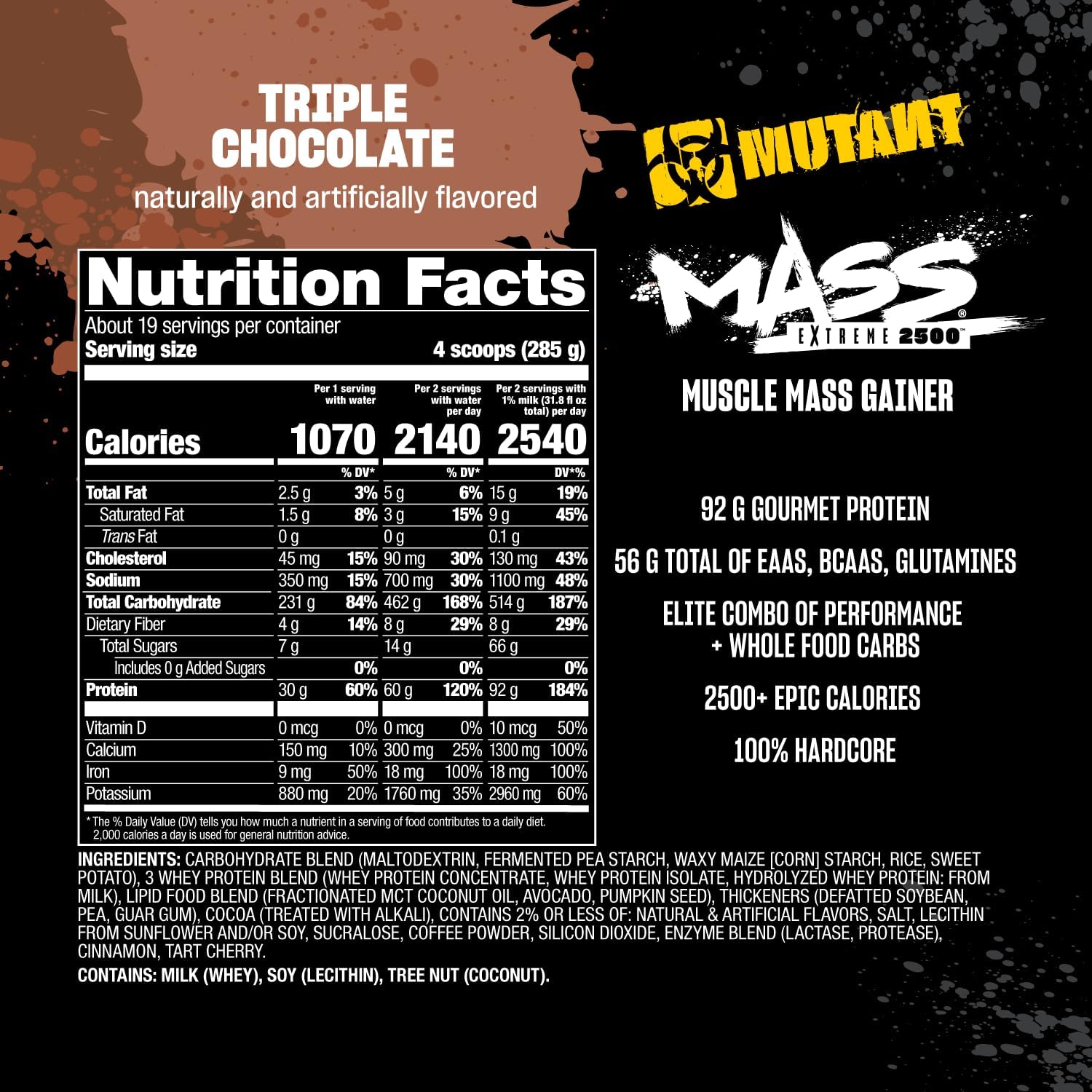 Mutant Mass Extreme Gainer – Whey Protein Powder – Build Muscle Size and Strength – High Density Clean Calories - Görsel 5