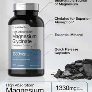 Horbaach High Magnesium Magnezyum Glycinate Glisinat with Chelated Minerals  1330mg 250 Caps