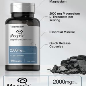 Horbaach Magtein Magnesium Magnezyum L-Threonate Treonat  2000mg 100 Caps Men Women Gluten Free