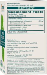 Himalaya Organic Gotu Kola Nootropic with Adaptogens for Energy, Focus, Memory Brain Cognitive 90 Caplet - Görsel 5
