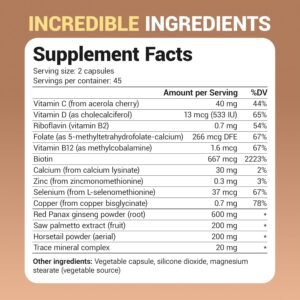 Dr. Berg All-in-One Vitamins for Hair Skin & Nails with Biotin Saw Palmetto DHT Blocker 90 Caps - Görsel 6