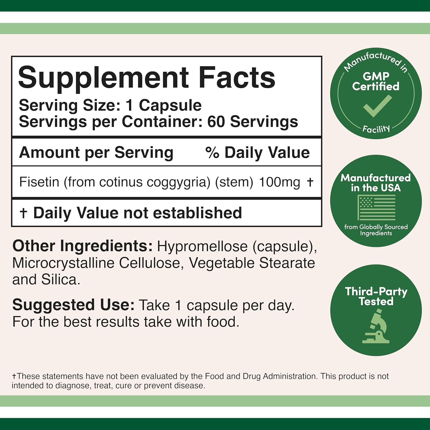 Double Wood Fisetin Bioflavonoid Polyphenols Apigenin Luteolin Quercetin Aging Support 100mg 60 Caps - Görsel 2