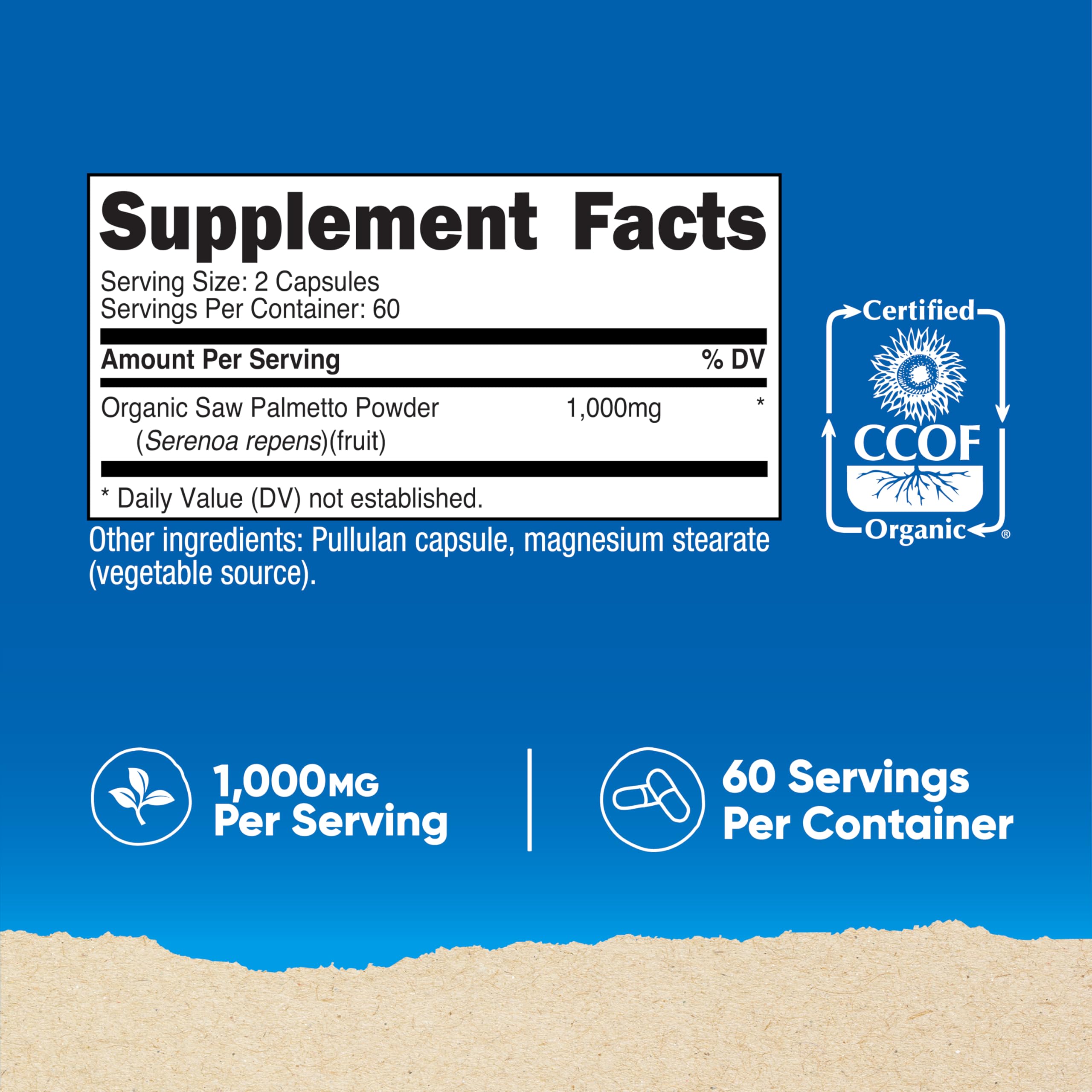 Nutricost Made With Organic Saw Palmetto 1000 Mg 120 Caps CİLT + SAÇ DESTEĞİ - Görsel 3