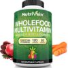 Nutrivein Whole Food Multivitamin Men & Women (Folate+Niacin+Biotin+Molybdenum 120 Caps