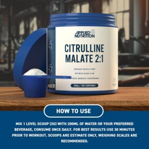 Applied Nutrition Citrulline Malate 2:1 3000mg Nitric Oxide Muscle Recovery 300 g