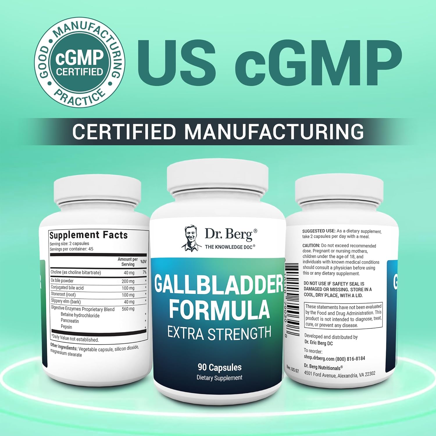 Dr. Berg Gallbladder Formula Extra Strength Ox Bile Digestive Enzymes Slippery Betaine 90 Caps - Görsel 3