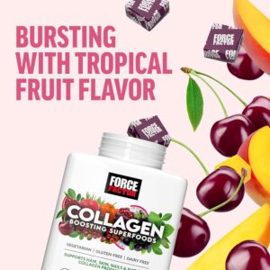 Force Factor Collagen Superfoods Women with Biotin Hyaluronic Acid and Vitamin C for Hair Skin Nails 60 Chews - Görsel 2