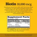 21st Century Biotin+Calcium Hair, Skin & Nail Support 10,000 mcg, Unflavored 120 Count - Görsel 3