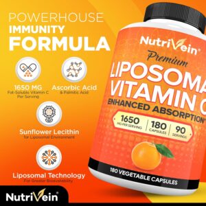Nutrivein Liposomal Vitamin C 1650mg Defenses & Overall Well-Being- 180 Caps - Görsel 3