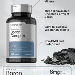 Horbaach Triple Boron Complex 6 mg 300 Tablet Boron Citrate, Boron Glycinate, Boron Asparate
