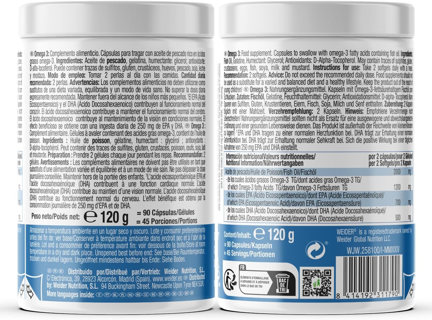Weider Omega Fish oil Balık yağı 3 2000 mg 90 Softgels - Görsel 3