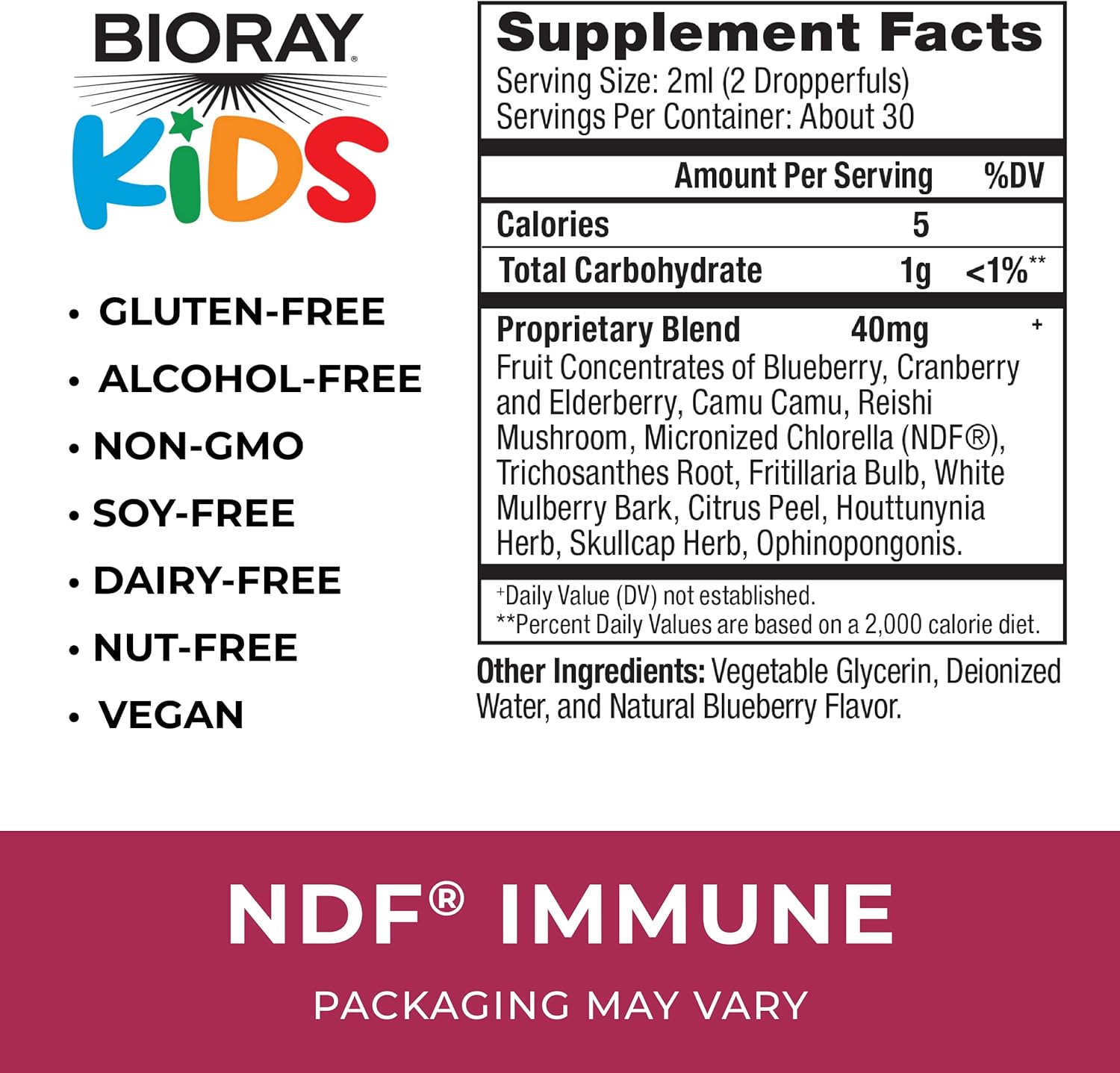 BIORAY Kids NDF Immune Blueberry Immune Support Toxin Remover - Vegan Gluten Free - Approx 30 Servings - Görsel 3
