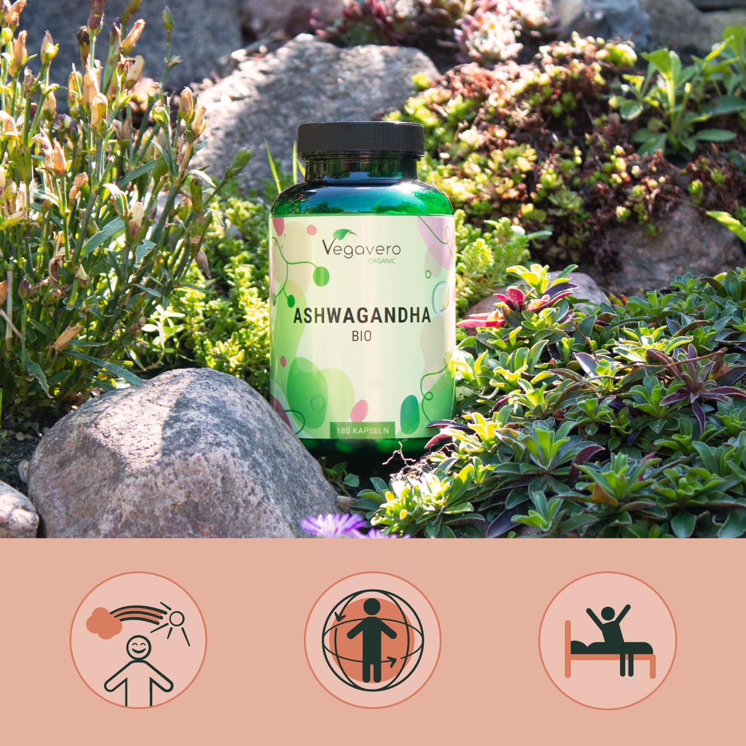 Vegavero Organic Ashwagandha Capsules | 2010 mg Root Powder | 180 Vegan Pills | Standardised 2% Withanolides | Lab-Tested | NO Additives | Vegan - Görsel 2