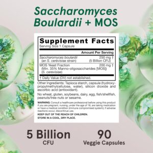 Jarrow Formulas, Vegan Saccharomyces Boulardii Probiyotik + Prebiyotik MOS, 5 Billion CFU, 90 Veggie Caps - Görsel 5