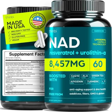 Artnaturals NAD+ 8457mg Extra Strength NMN Alternative Liposomal Urolithin A Apigenin Resveratrol 60 Caps